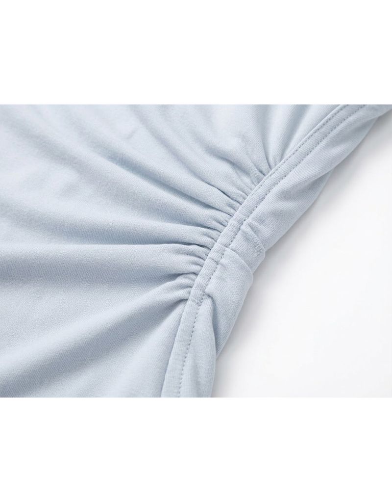 ネルドレープワンショルダースリーブレススリムトップ Light Blue