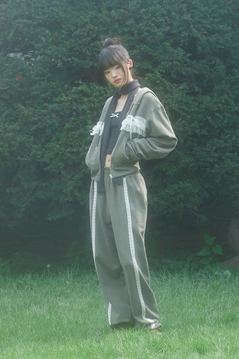 LACE  PIGMENT PANTS (KHAKI)