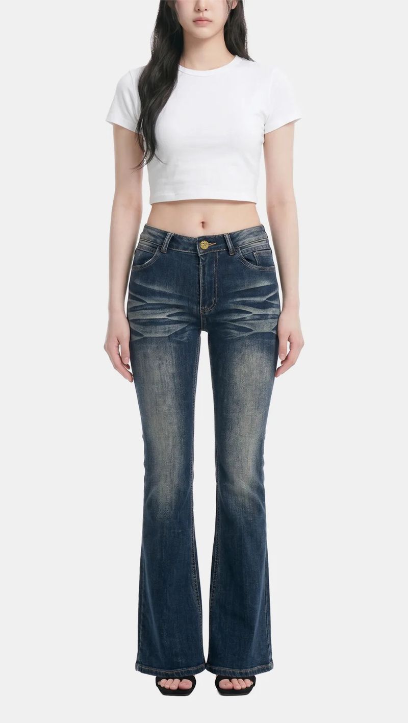 Vintage Washed Bootcut Denim Jeans