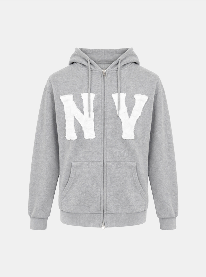 NY Lettering Cotton Hood Zip-up