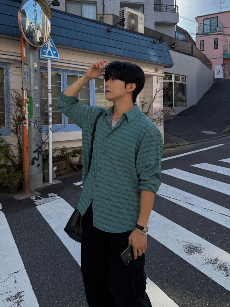 Suede check shirt