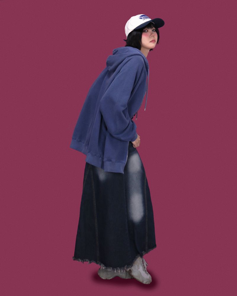 popping denim long skirt
