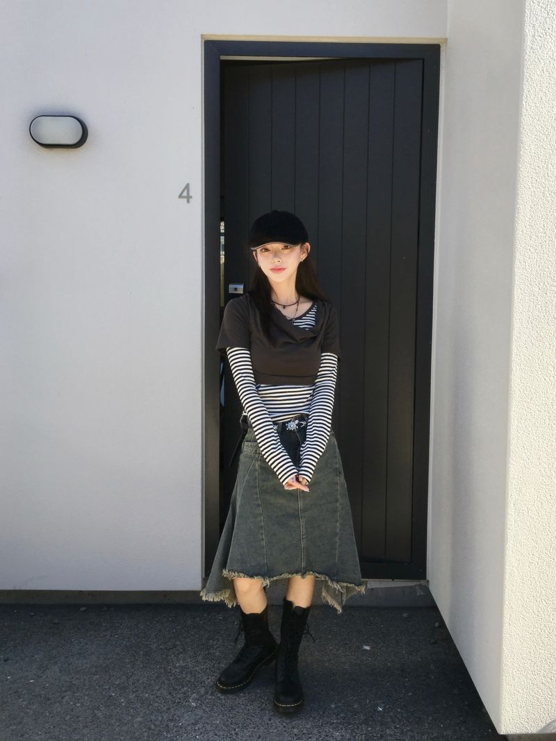 Fray Vintage Denim Skirt (1c)