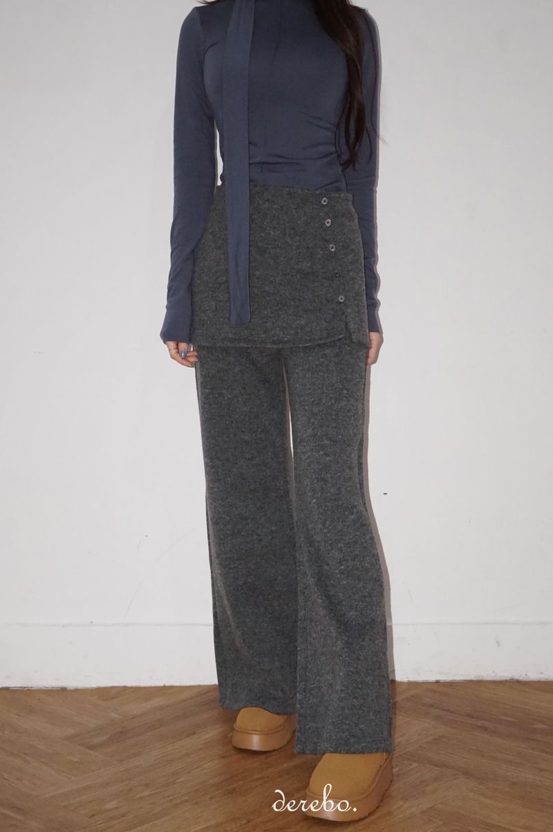 Layered skirt long knit pants