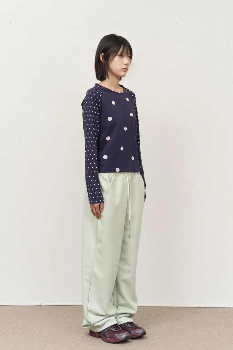 (W) Greek Dot Raglan Top