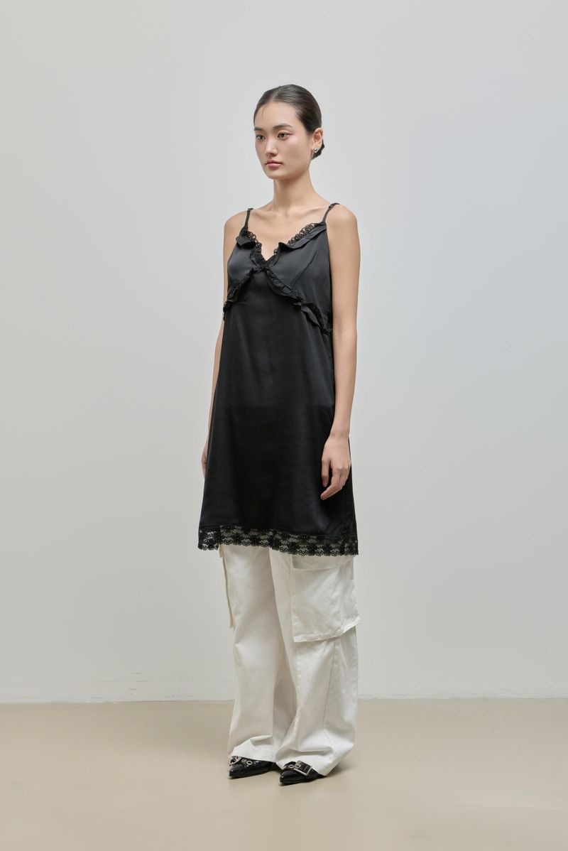 Silky Lace Bustier Dress_Black