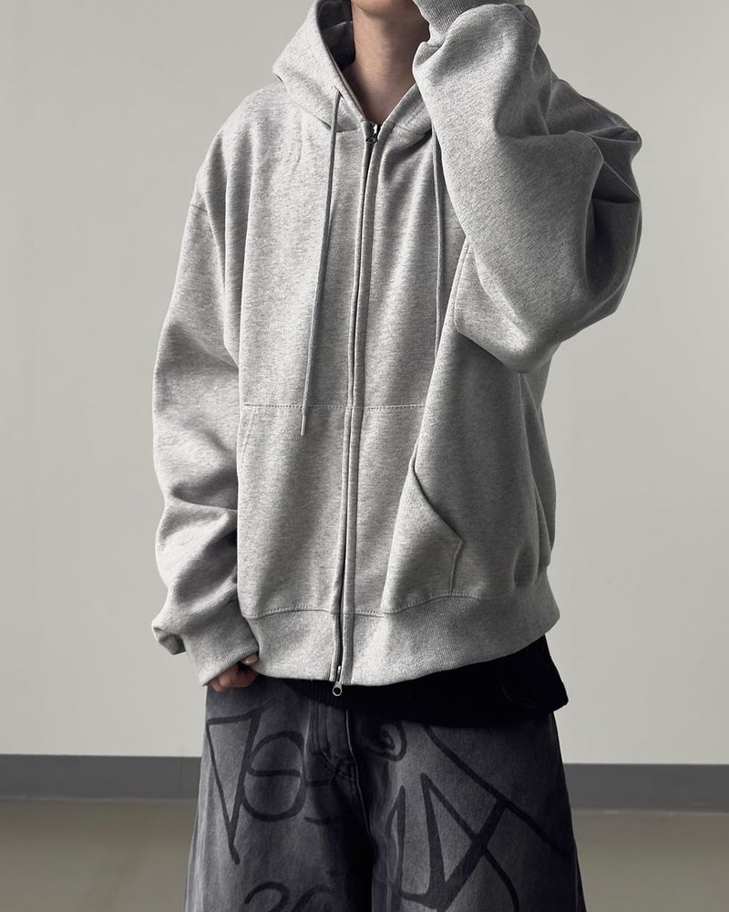Clean Two-way Crop Hood Zip-up