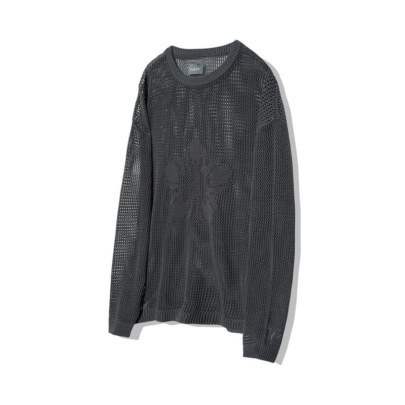 [ULKIN] MUGUNG Crochet Knit Pullover_Charcoal
