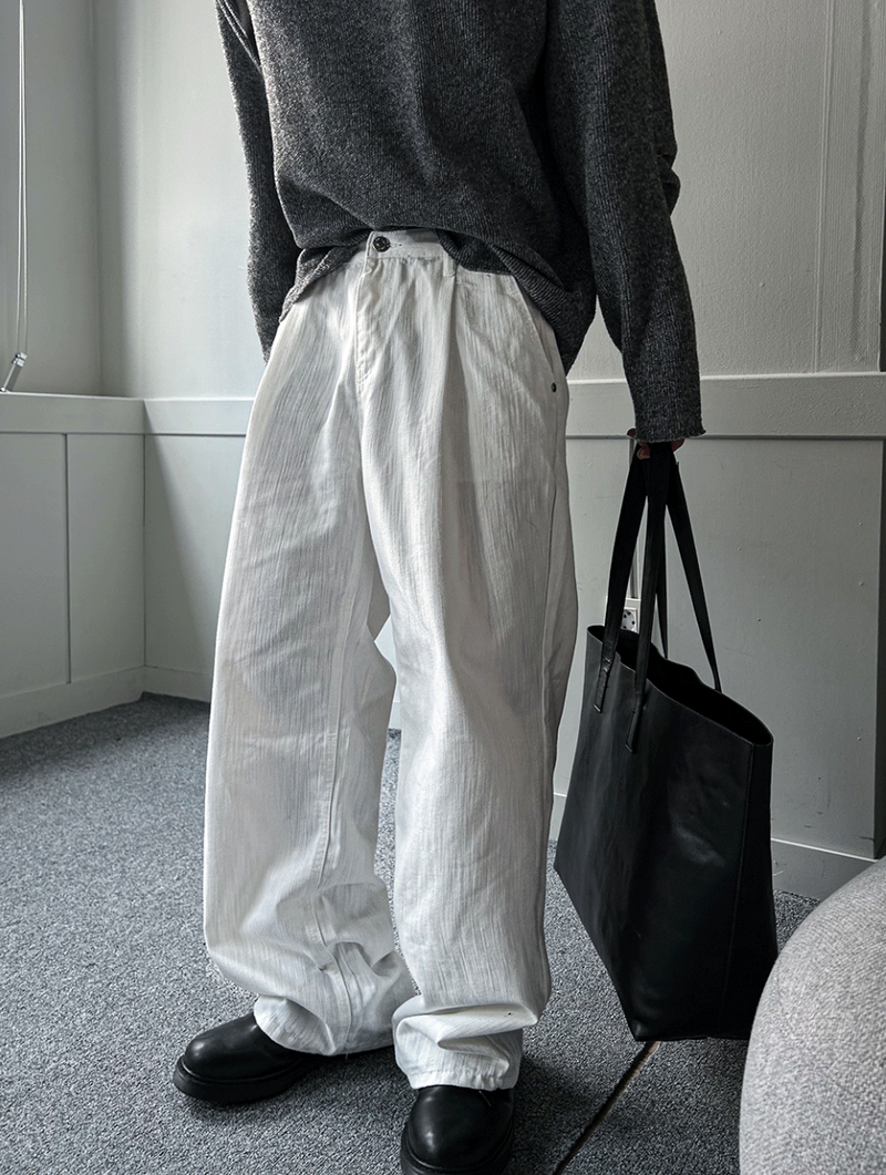 slob white wide denim pants