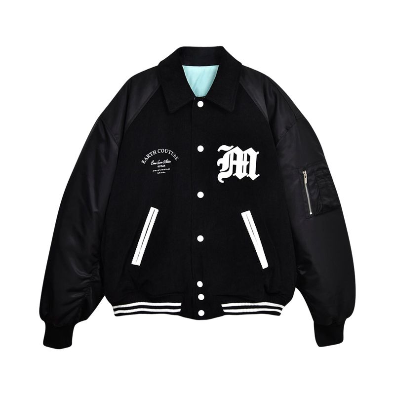 [UNISEX] Reversible "WORLD PEACE" Padded Bomber Jacket (Blue Mint)