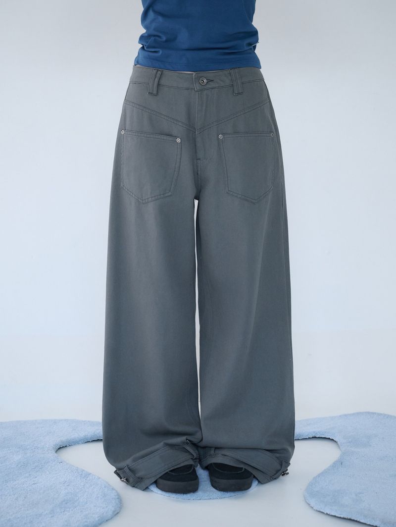 BELTED POCKET COTTON PT CHARCOAL