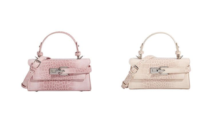 Crocodile Leather Square Shoulder Crossbody Bag