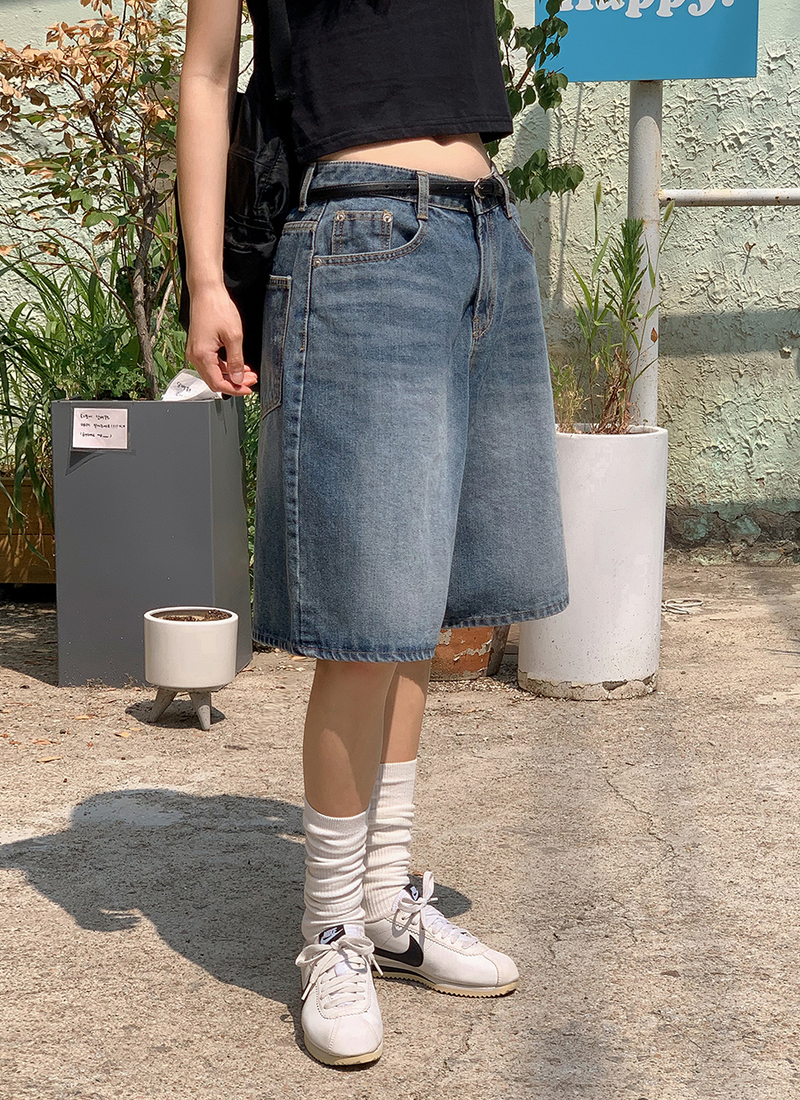 Vintage Bermuda Wide Denim Shorts