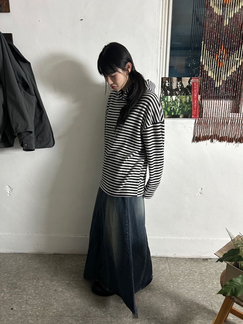 (2colors) bijou maxlong denim skirt