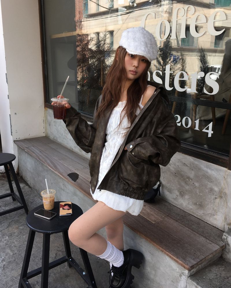 [Made] Rene leather jacket -brown
