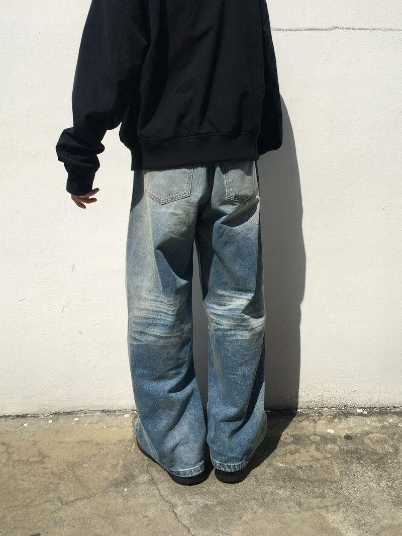 Bart washed straight denim pants