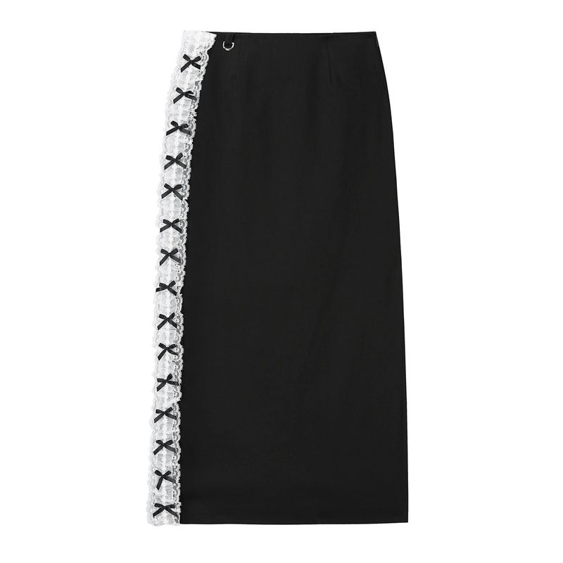 White Lace Maxi Skirt - Black 