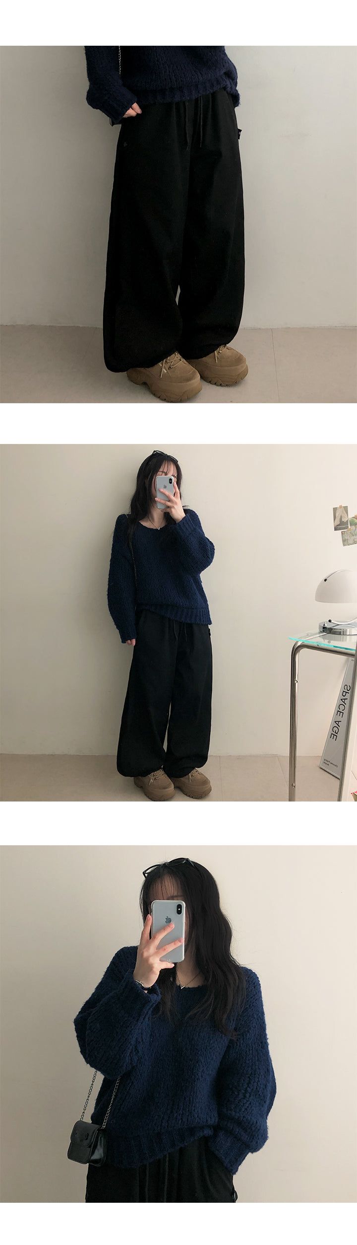 Rainside pintuck snap cotton wide pants