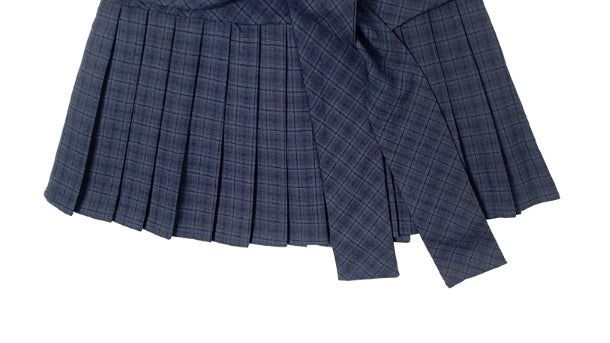 Chete Knot Check Pleats Mini Skirt