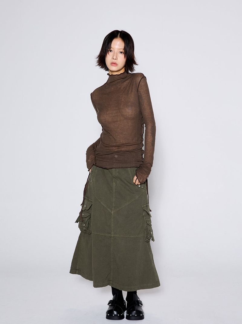 WASHED CARGO SKIRT / KHAKI