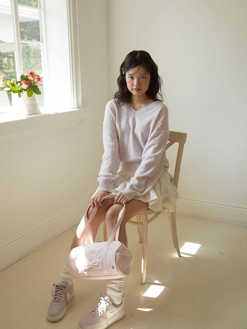 Fluffy ribbon bag_pale pink