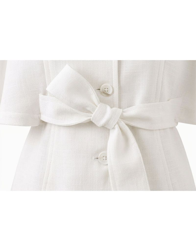 Airi Linen Summer Double Button Cape Crop Jacket White