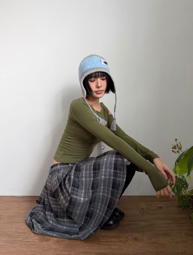 PLAID LAYERED WRAP SKIRT