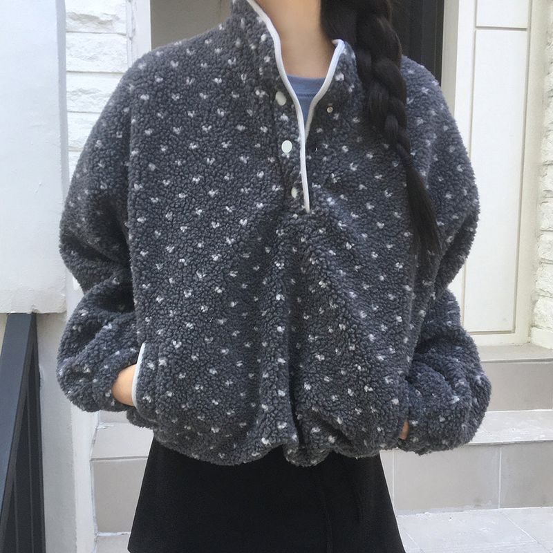 Tana dot half snap button fleece
