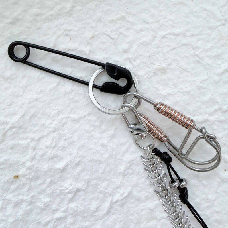 Wire Form Fishbone Charm Keychain