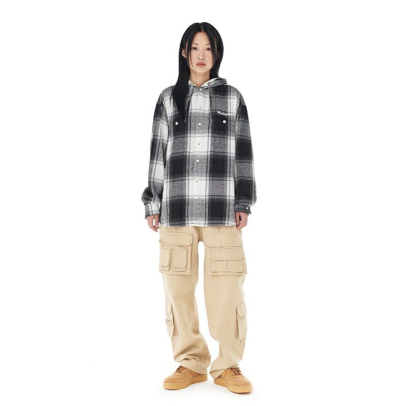 HOODED OMBRE CHECK SHIRT