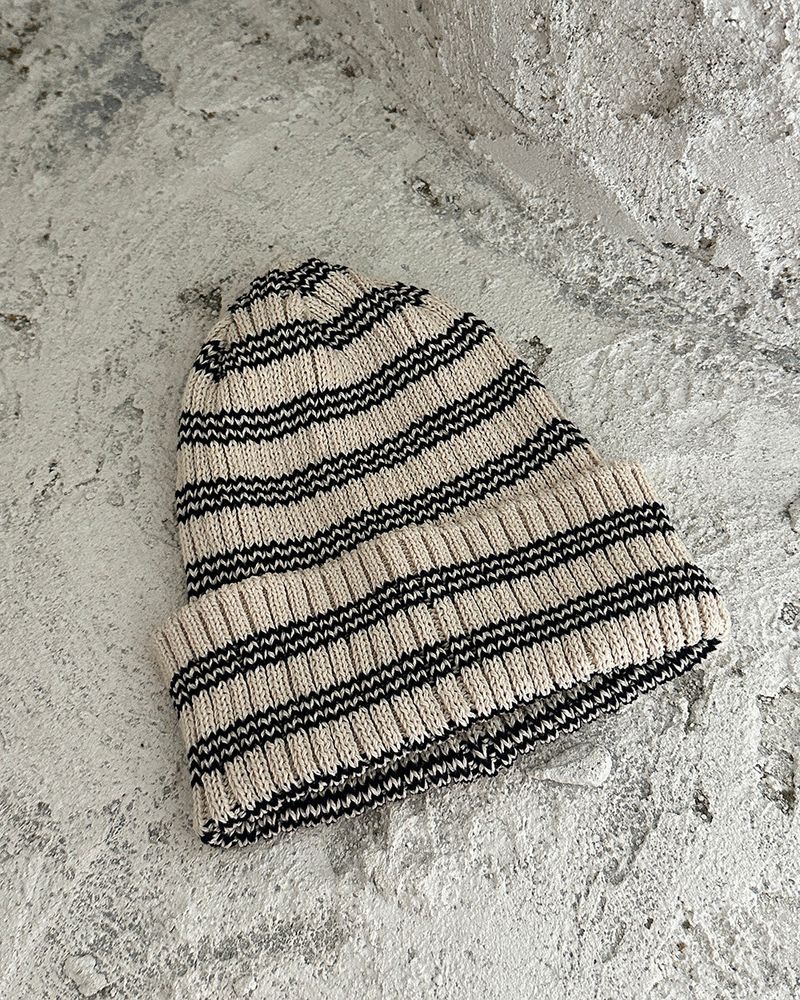Stripe roll-up beanie