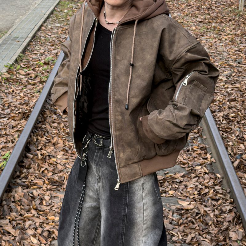 Neren Hood Bomber Leather Padding
