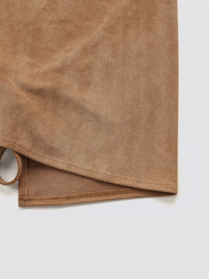 Halter-Tie Suede Apron_Brown