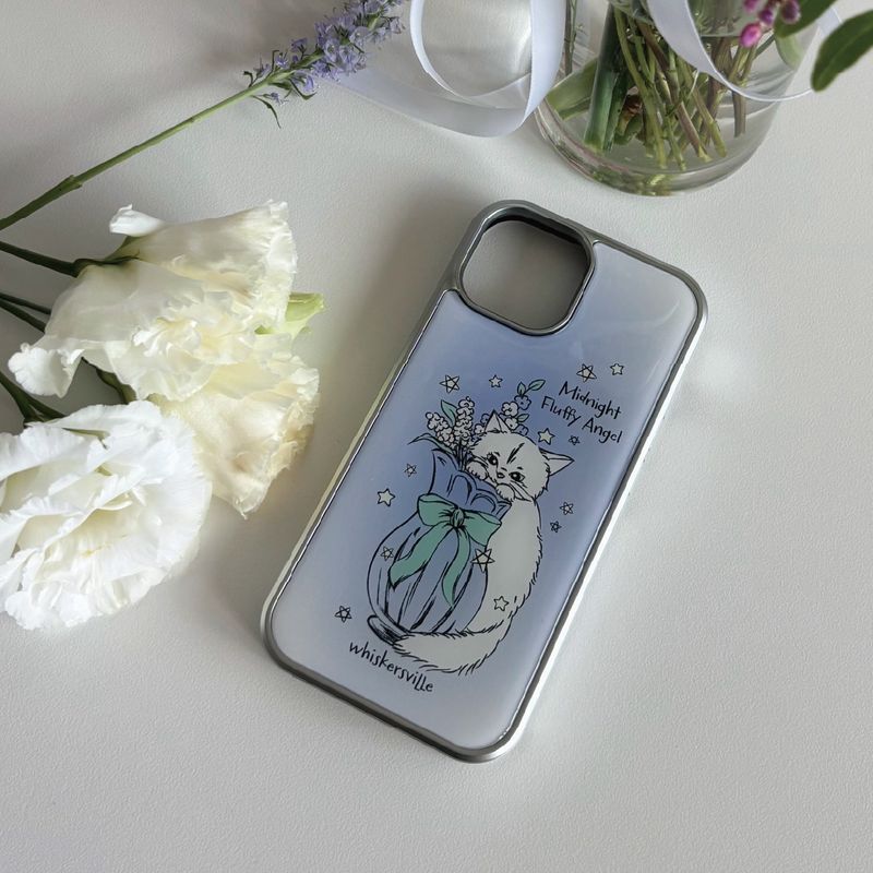 [MADE]Fluffy Cat Silver Epoxy Case