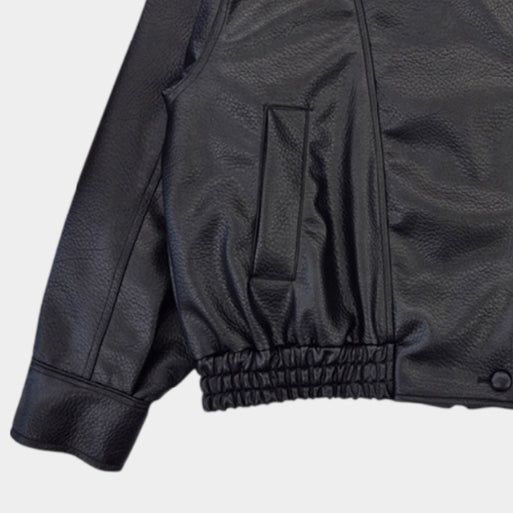 Saint High-Neck Unbalanced Leather Jacket