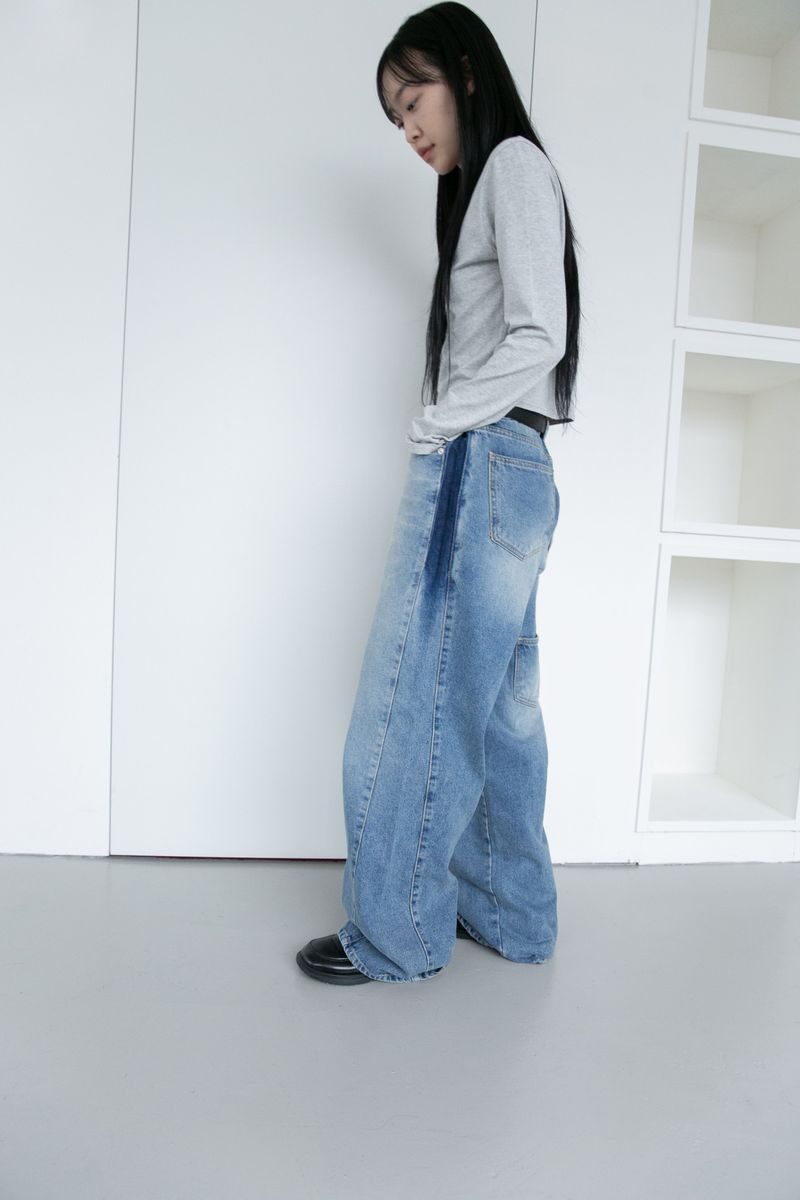 side flit pocket denim pants(2colors)