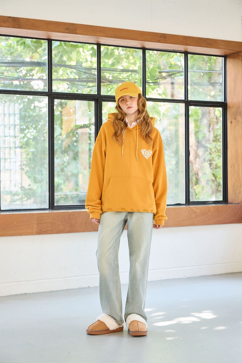 GOODLUCK HEART HOODIE / MUSTARD