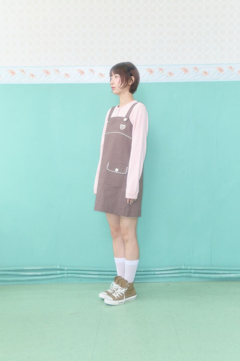DOLLY BUTTON MINI DRESS (BROWN)