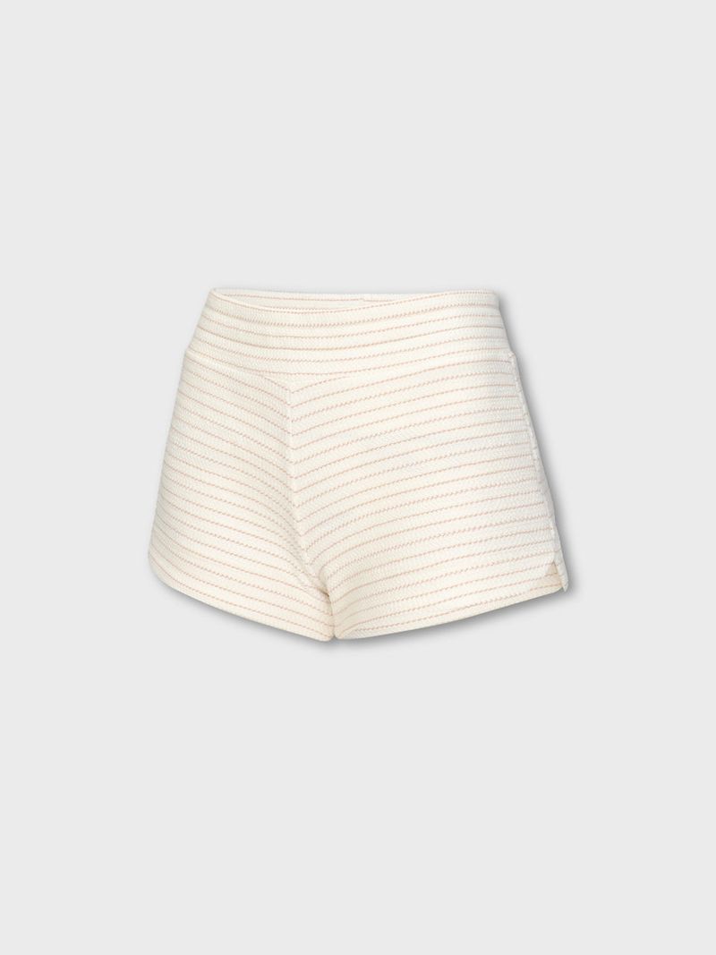 Innermuseum（インナーミュージアム）の「Stripe Curved Slit Shorts(BEIGE)（Pants）」