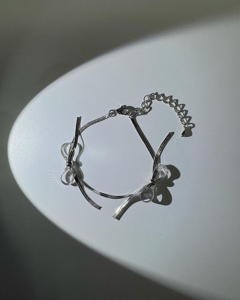 Silver two side ribbon bracelet