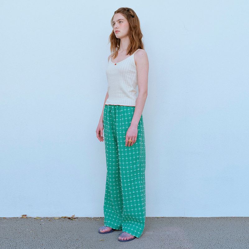 JACQUARD BANDING PANTS, GREEN