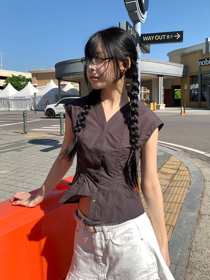 JAZZ THE ORDER(ジャズ ザ オーダー)の「SNAP BUTTON SLEEVELESS BLOUSE(Tops)」