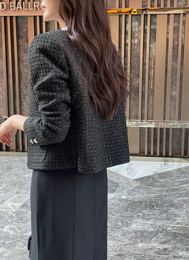 Shurea No Collar Pearl Tweed Jacket