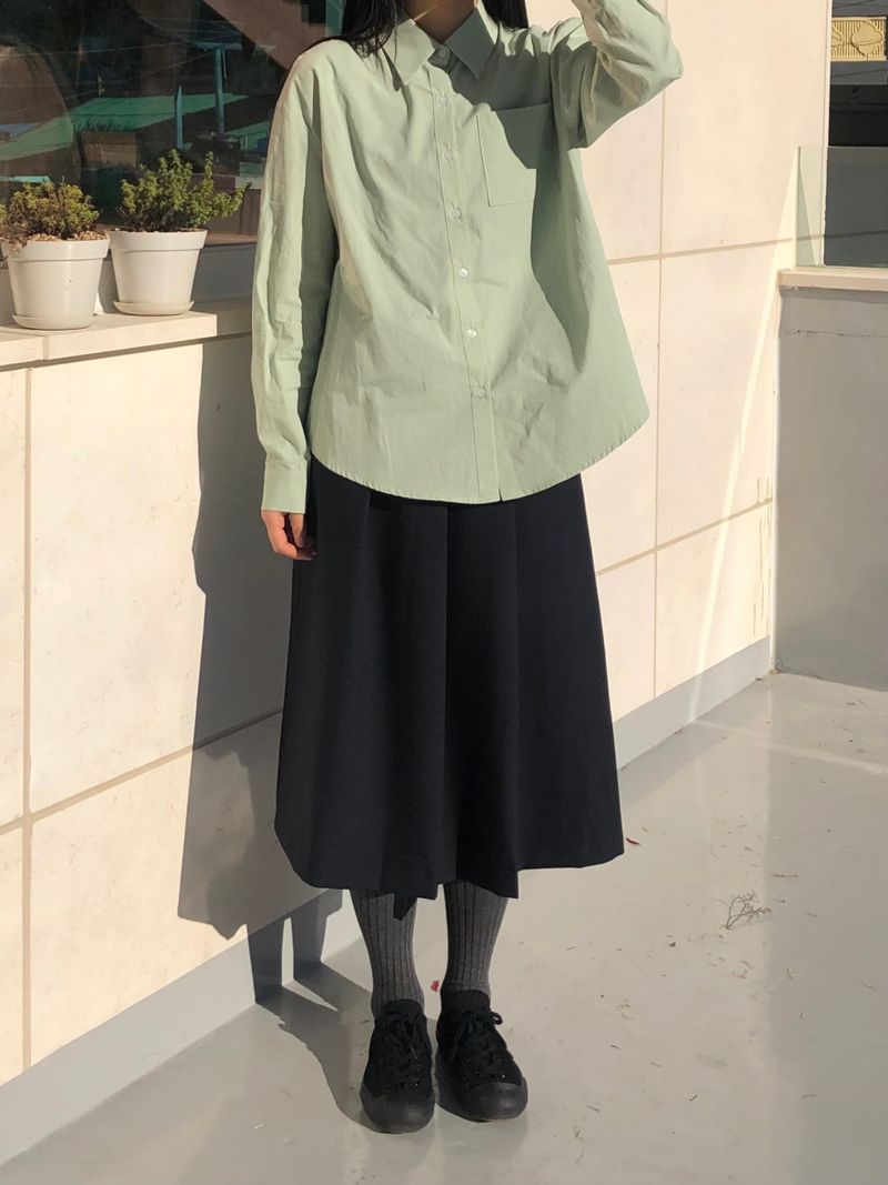 Leaf crease long skirt