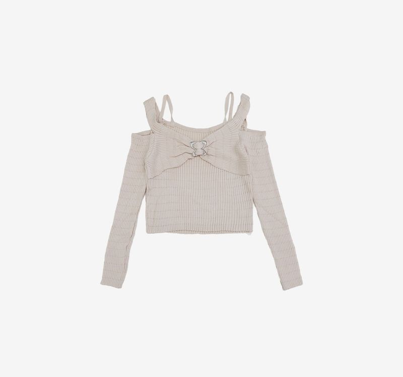 Mire off-shoulder cropped knitwear