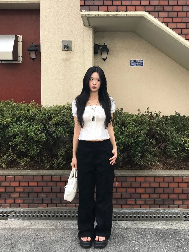 Mabel Utility Cargo Semi Wide Long Bootcut Pants 