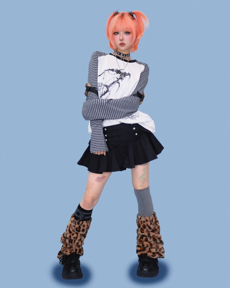 grunge striped box T