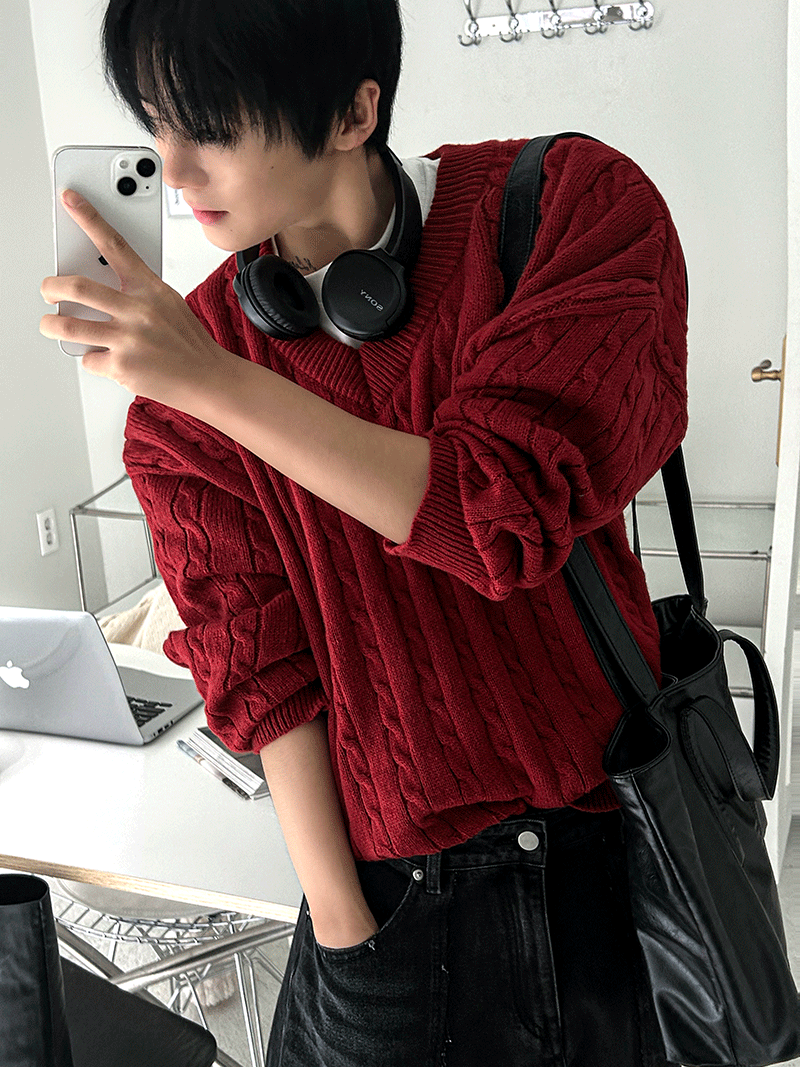 COSYHARU(コシハル)の「cliff twist V-neck knit(Tops)」