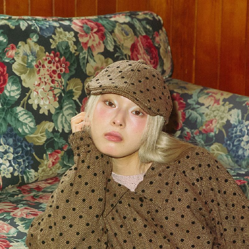 KOOKEESEE(クキシ)の「Wool Dot Herringbone Hunting Cap (brown)(Hats)」