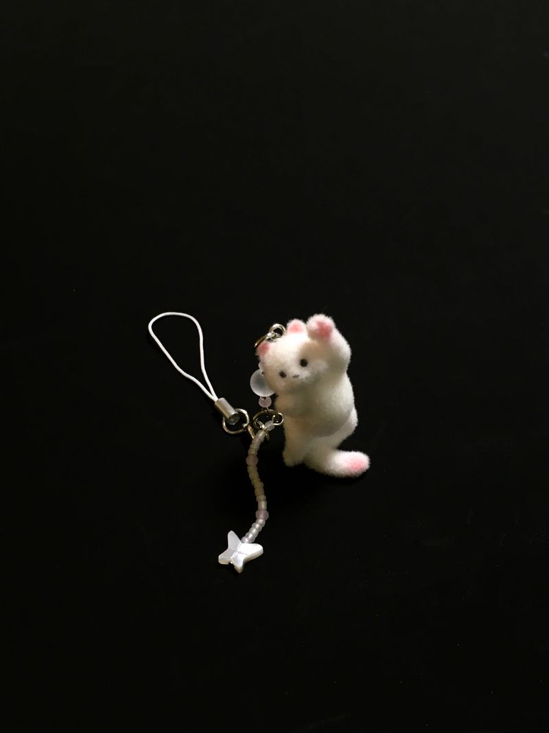 Cotton candy cat keyring